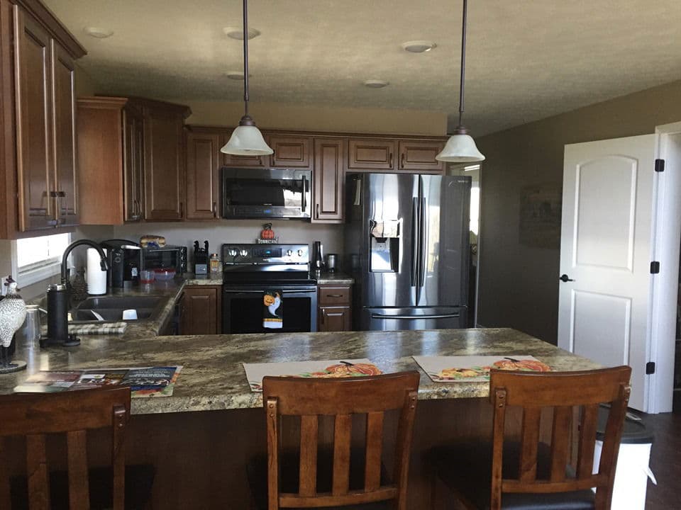 Two story kitchen home features