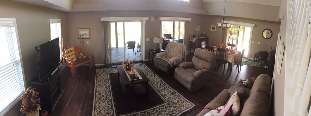 Two story interior home features